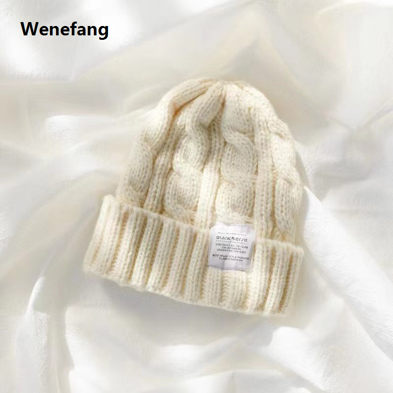 Wenefang New Women's Winter Hat 2024 Beanie Hats for Women Knit Cap Fashion New style Warm Wool Couple Cap Bonnet Woman Winter Twist Female Bonnet