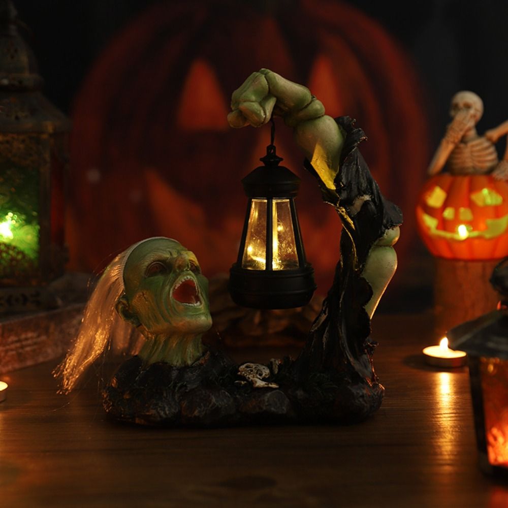 Micro Landscape Resin Halloween Skeleton Night Light Creative Portable Figurine Funny Waterproof Sculptures Garden