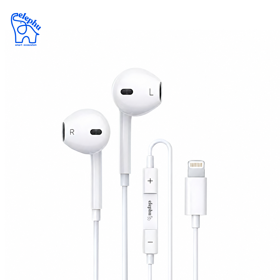 Elephu TuneZ 1010 Earphones| Type Lightning/I-phone | 3 button controller with MIC| Hi-Res audio| Deep Bass| Stereo sound