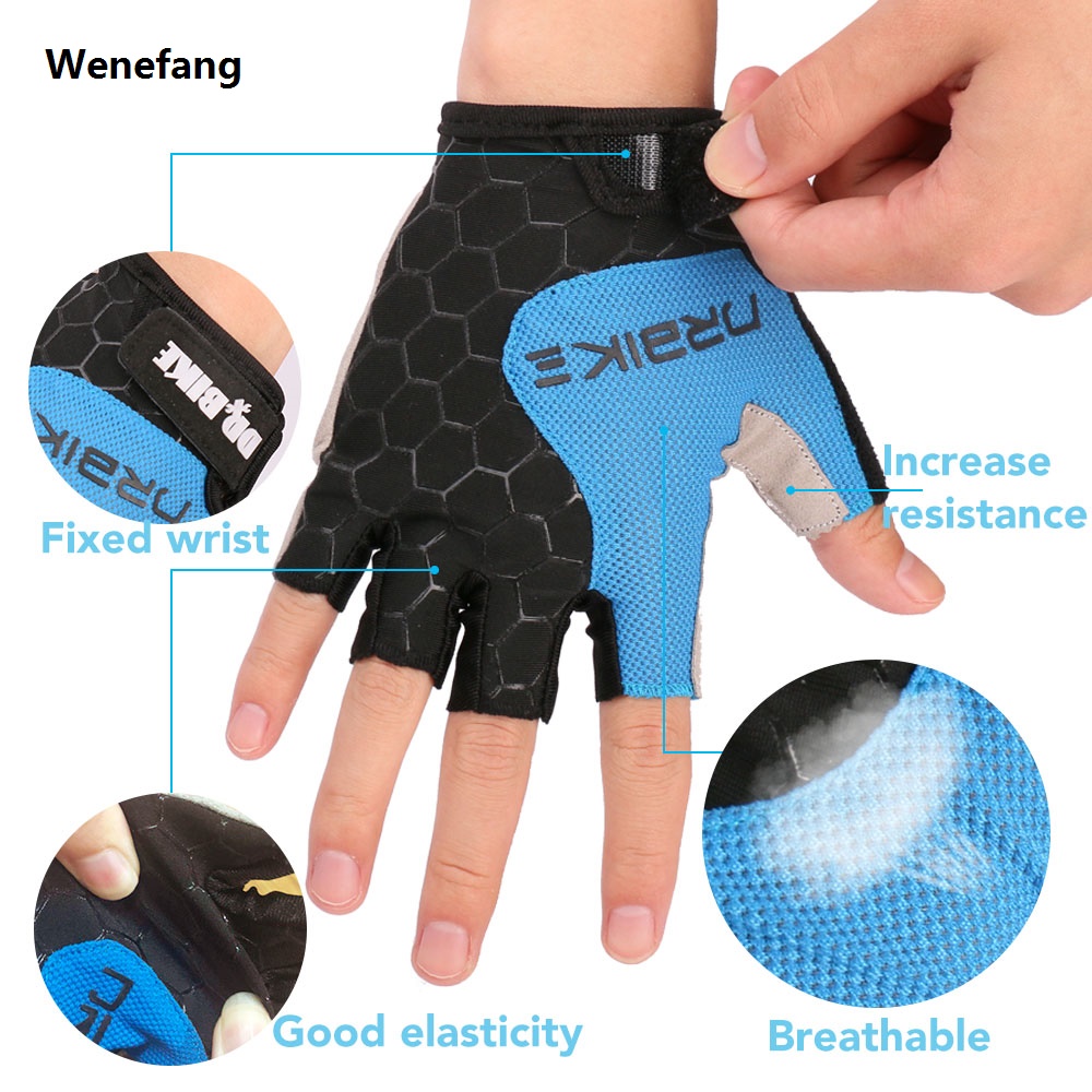Wenefang Anti Slip Gel Pads Cycling Gloves Half Finger Sport Shockproof Accessories for Summer Mountain Bike Riding Men and Women