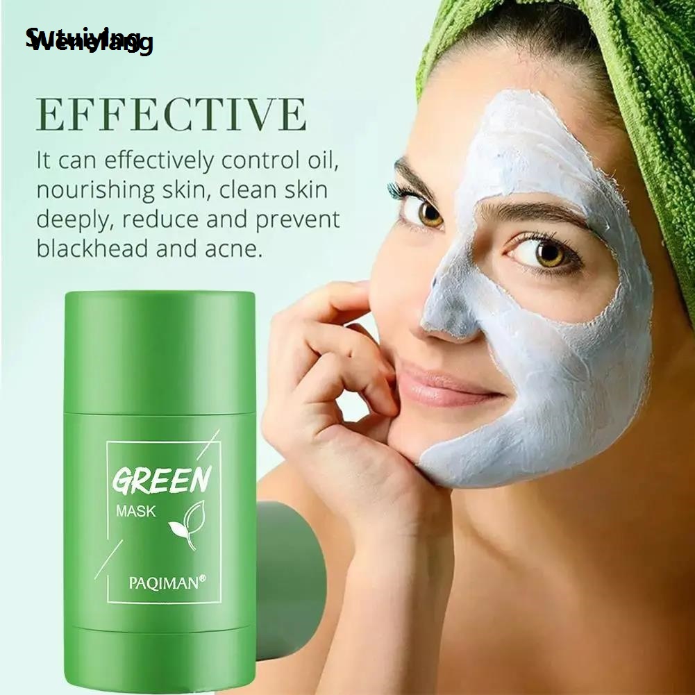 Wenefang Sutuiying New Hot Green Tea Solid Cleansing Mask Dispel Acne Blemish Mark Remove Portable Profesional Blackhead Acne Hydrating Moisturizing Deep Cleansing Mask