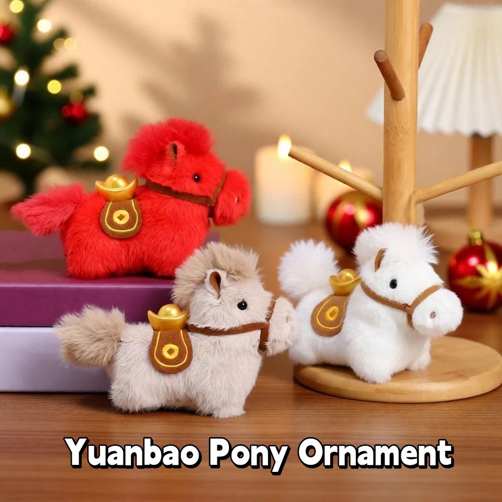 Fluffy Creative Yuanbao Pony Ornament Cute Soft Cartoon Steed Doll 12cm Mascot Dolls Plush Horse Ornament Birthday Gift