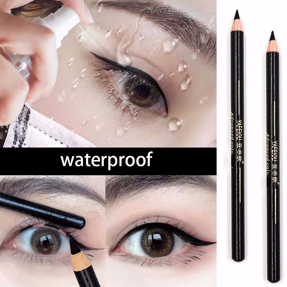 Wenefang Fashion 3pcs/set Eyeliner Pencil Wood Sharpener 1.0MM Ultra-fine Waterproof Long-lasting Black Brown