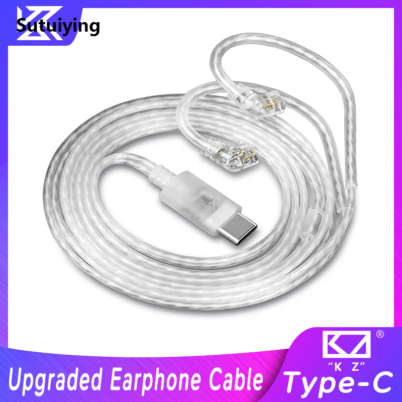 Sutuiying New KZ TypeC Silver Plated Upgraded Earphone Cablel DAC Digital Original Decode Stereo 2 PIN 0.75MM HIFI For ZSNPro EDXPro Merga Castor