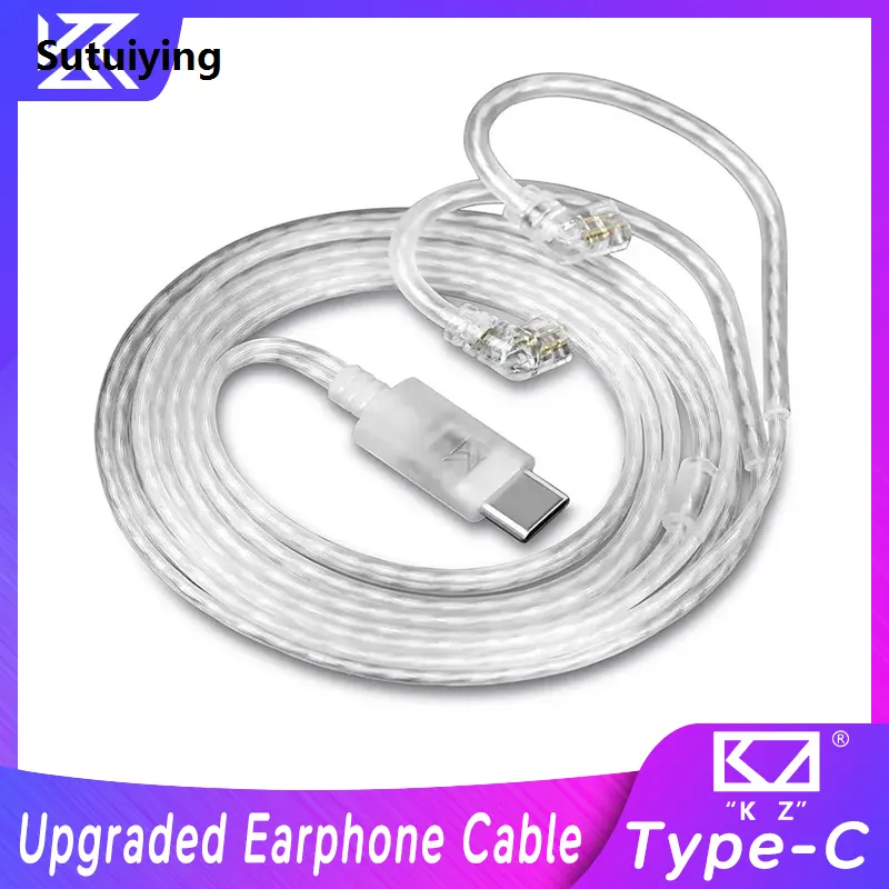 Sutuiying New KZ TypeC Silver Plated Upgraded Earphone Cablel DAC Digital Original Decode Stereo 2 PIN 0.75MM HIFI For ZSNPro EDXPro Merga Castor - image 1