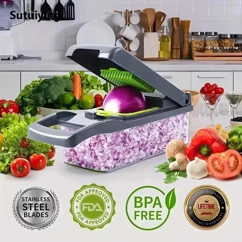 Sutuiying 14/16 in 1 Multifunctional Vegetable Chopper Handle Food Grate New style Food Chopper Vegetable Slicer Dicer Cut Kitchen Items cocina