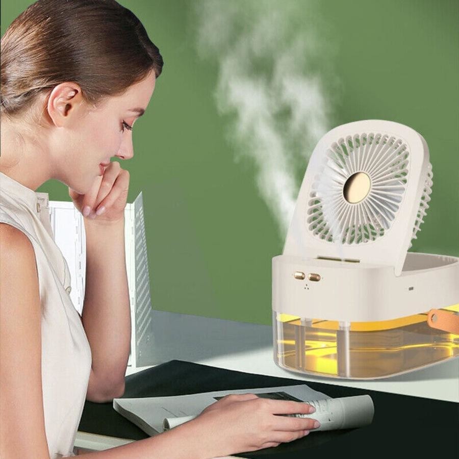 3 in 1 Portable Air Cooler Fan 2.5L Water Tank Rechargeable Humidifier Cooling Fan LED Night Light Mini Evaporative Air Conditioner Mist Fan | Electro Hub Nepal