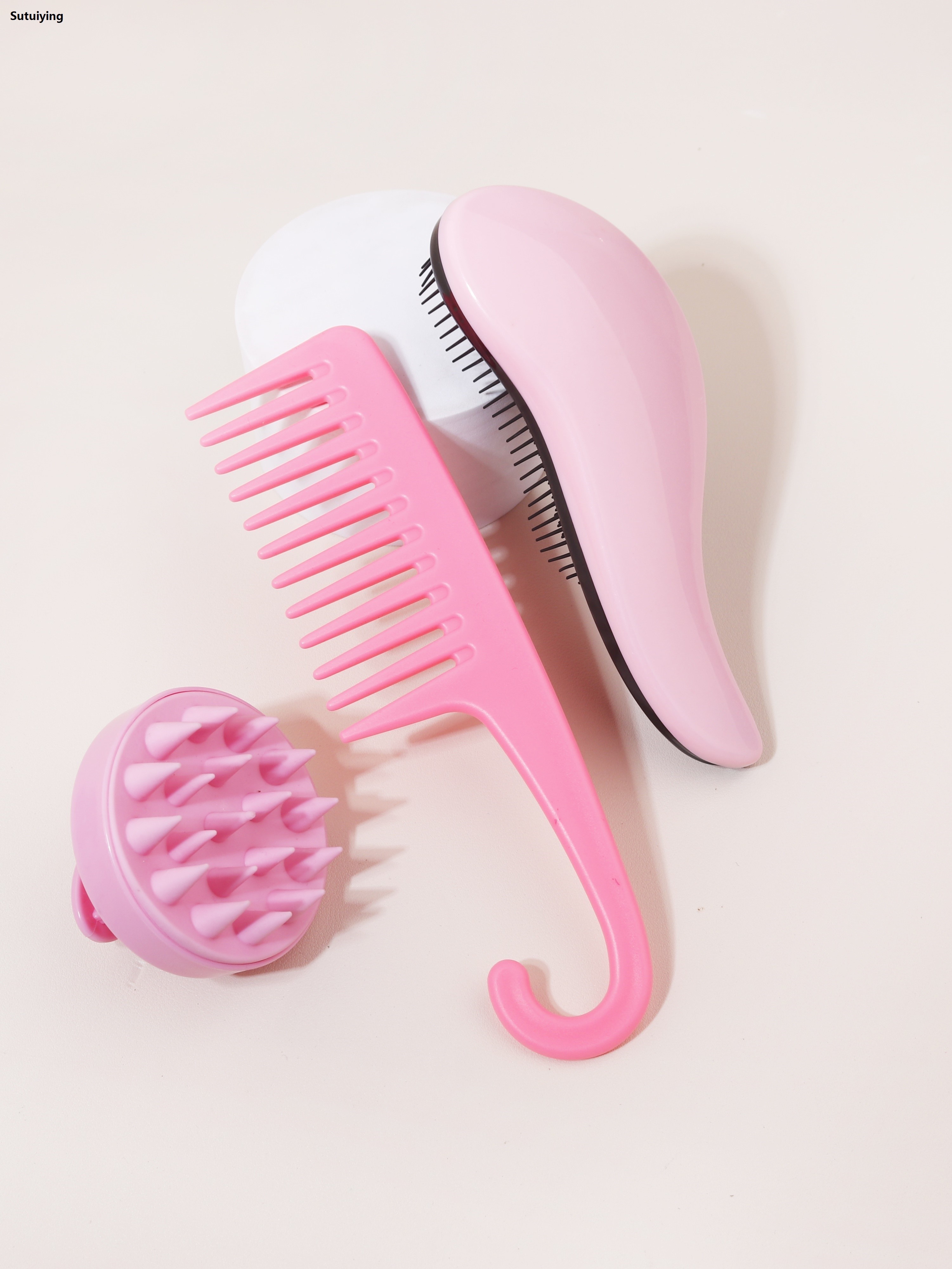 Sutuiying 3PCS shampoo comb set, wide toothed shower hook comb, silicone 2025 New shampoo brush, tangled hair comb, household shower comb