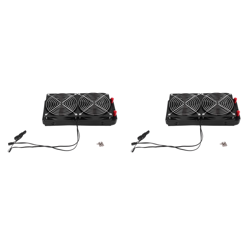 2X Aluminum 2 Fans 240mm 10 Pipe Water Cooling Cooler Computer Radiator with Fan for CPU PC Water Cooling, Straight