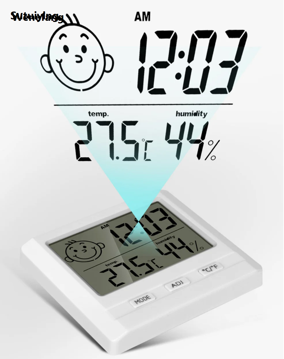 Wenefang Sutuiying Indoor LCD Digital Temperature Humidity Meter Wall Desk Hot Selling Clock 2025 Children Room Hygrometer With Desk Stand By BeBosLook