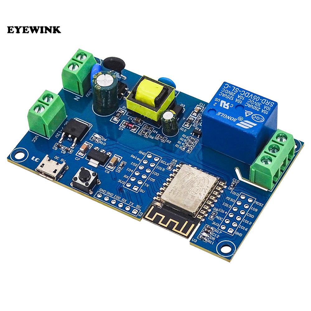 ESP8266 WIFI Wireless Relay Module ESP-12F/07 AC 220V DC 5V 12V Power Supply ESP 12F Development Board Remote Control Smart Home