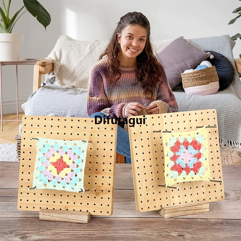 New Wooden Crochet Blocking Board Knitting Kit Square Granny Handcrafted Bamboo Crochet Supplies