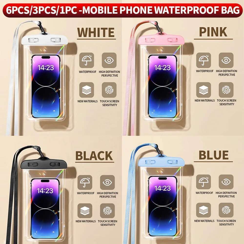 6PCS/3PCS/1PC Phone Waterproof Bag, compact and convenient, suitable various sizes of phones, essential for swimming in summ