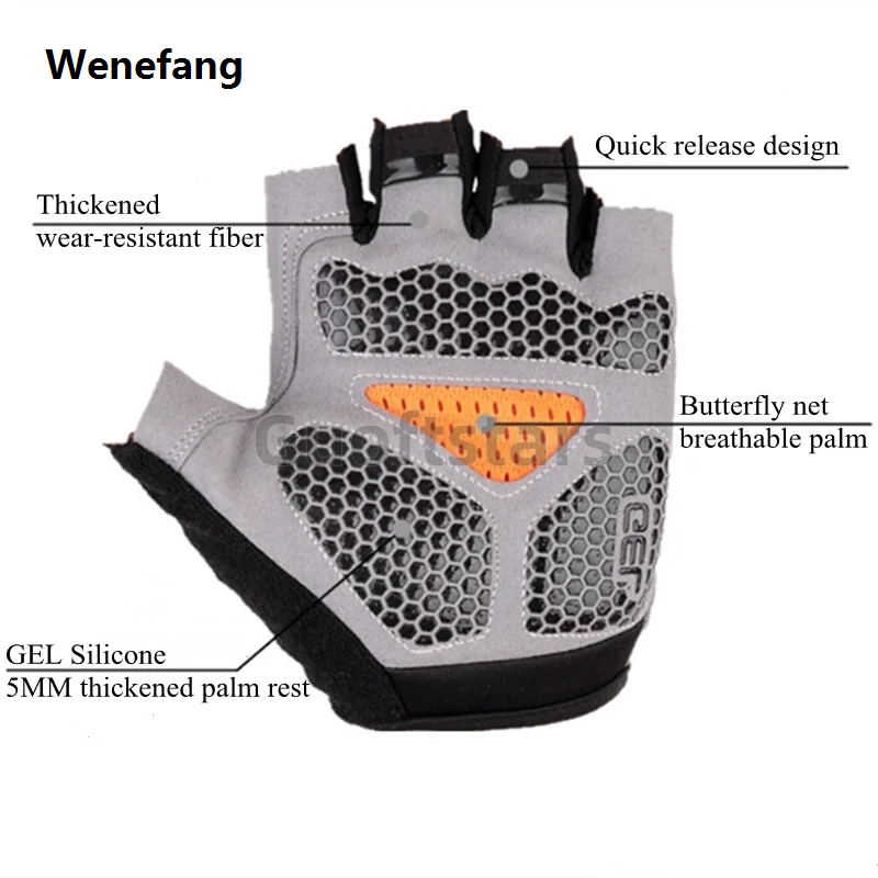 Wenefang 1Pair Cycling Gloves Anti Slip Breathable Men Women Half Fingerless Gloves Bike Mtb Gloves Summer Gym Yoga Sport Training Gloves