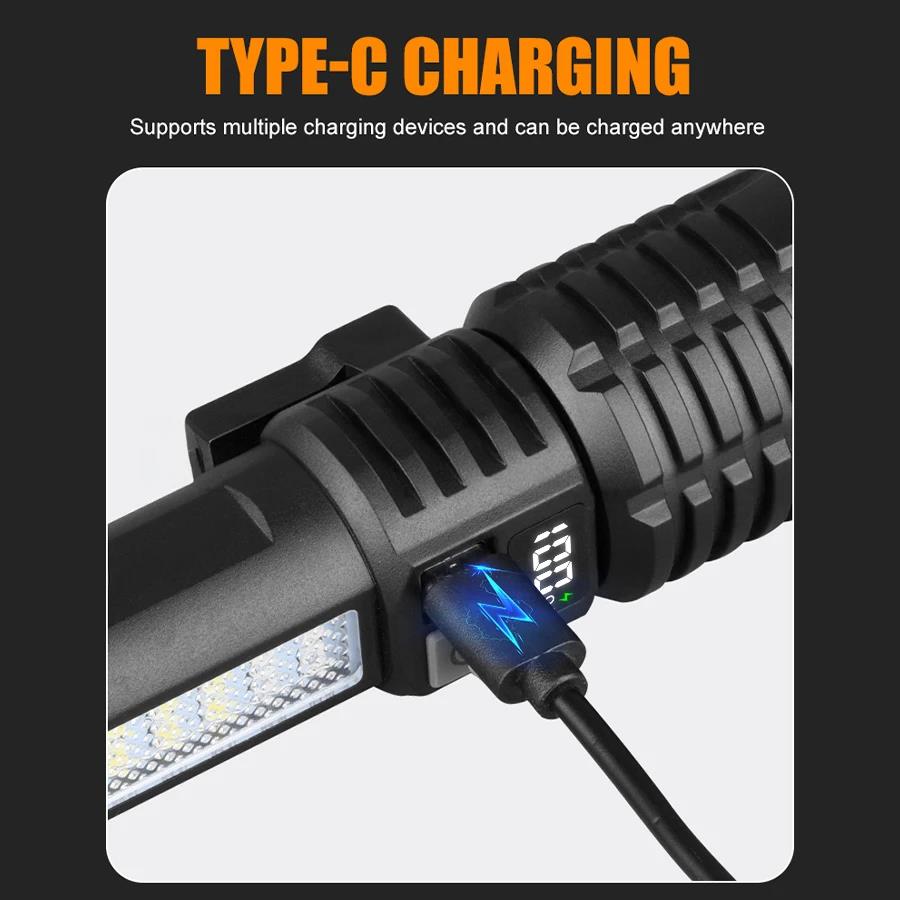 Bargain price Powerful Led Flashlights Rechargeable Tactical Torch With Hammer High Power Led Flash Light Portable Camping Emergency Lantern