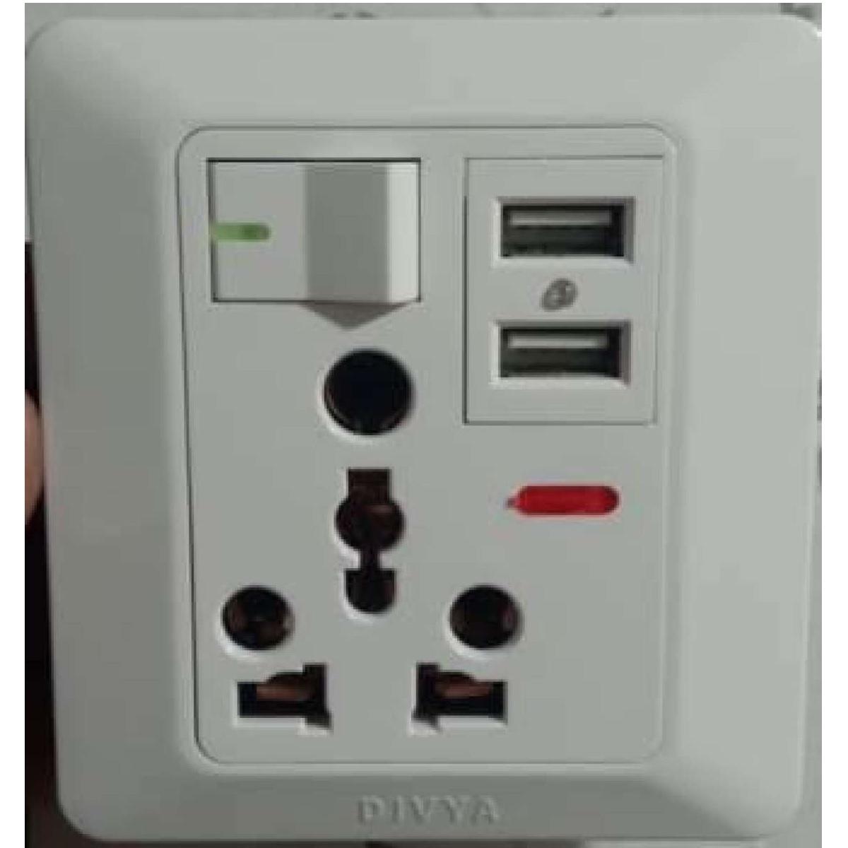 USB Power Wall Socket Power Panel Receptacle 10A - White