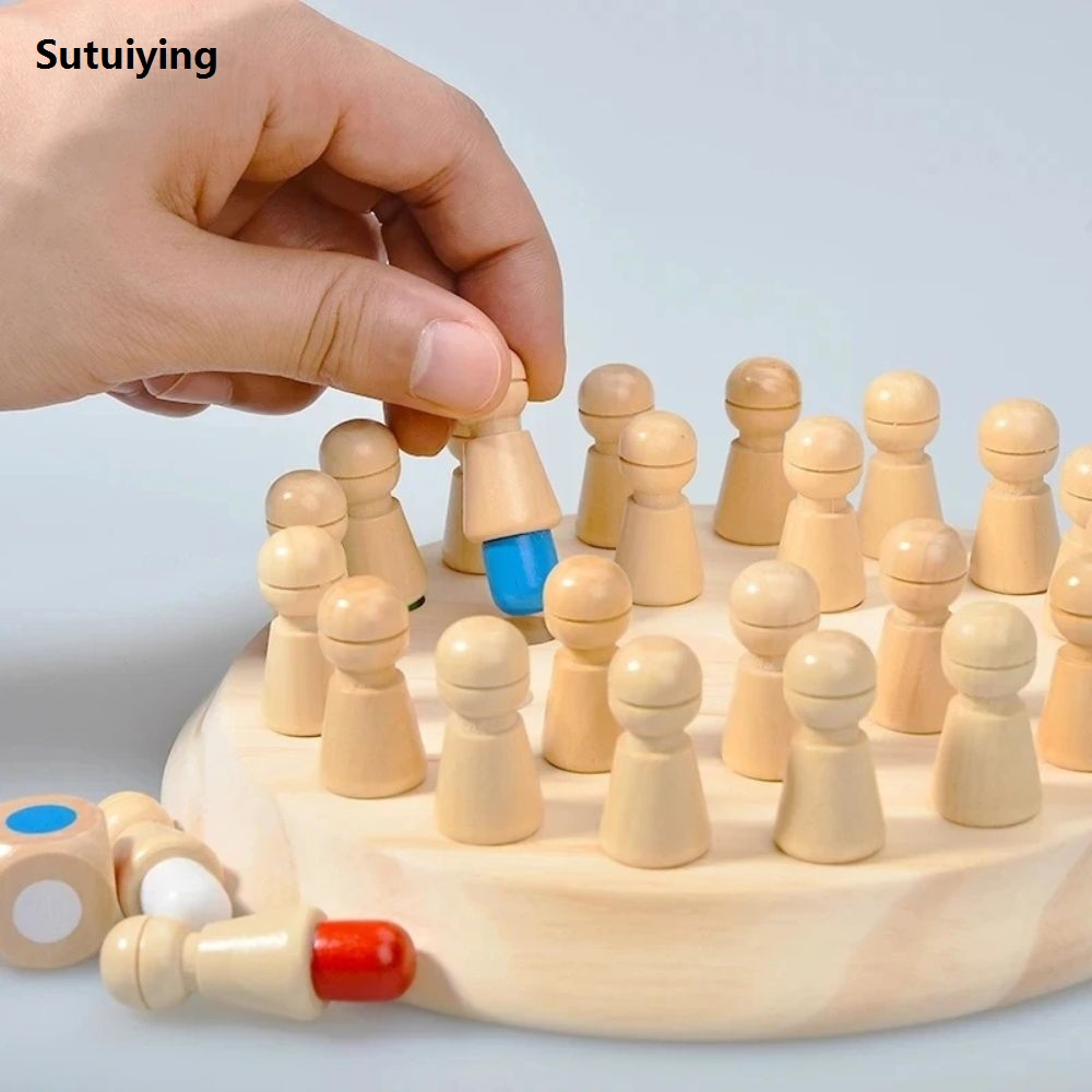 Hot Selling Kids Montessori Educational Wooden Toys Learning Color Sensory Toys Memory Match Stick Chess Puzzle Game Party Game For Children