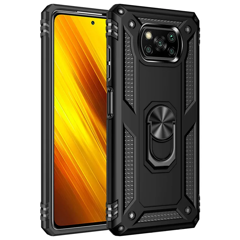For Xiaomi Pocophone Poco X3 NFC X4 X5 Pro X3 GT Case Shockproof Armor Stand Holder Car Ring Phone Case for Poco F3 M3 M4 Pro 5G Bles Online DZ-38A-19