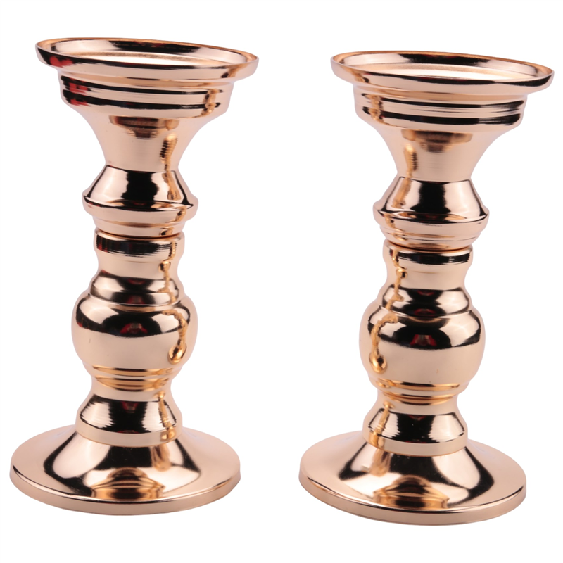 NAMUNY Set of 2 Candlestick Metal Pillar Candle Holders, Wedding Centerpieces Candlestick Holders for Candles Stand Gold