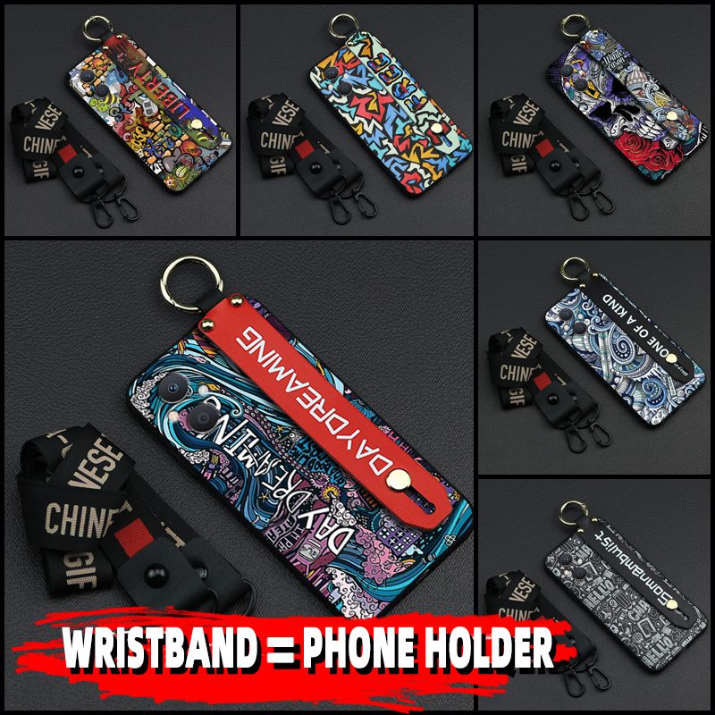 Phone Holder Graffiti Phone Case For OPPO A96 5G/Reno7Z 5G/Reno7 Lite/F21 Pro 5G Anti-dust personality Wrist Strap ring