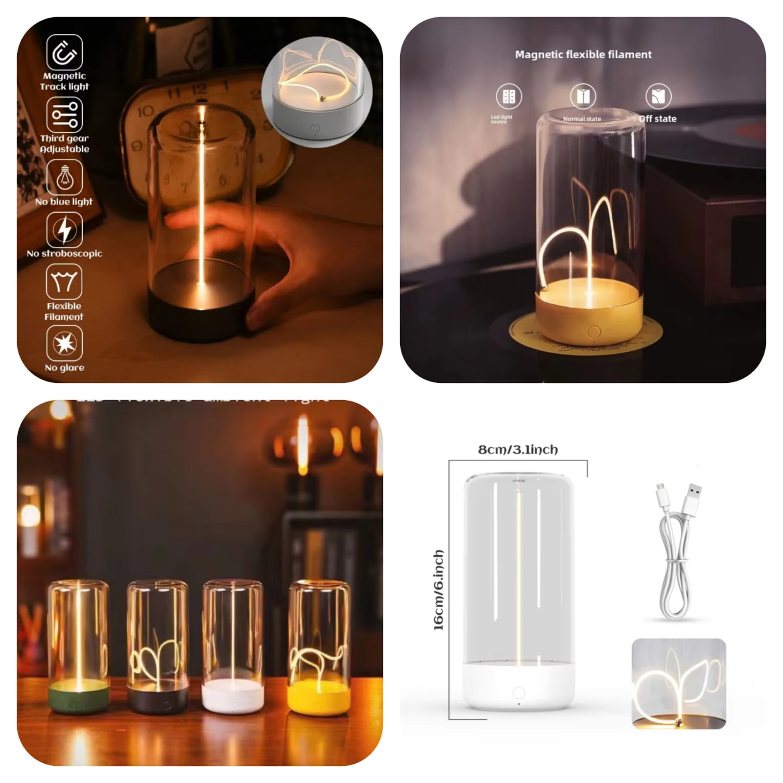 Mini Cordless LED Table Lamp Rechargeable , Minimalist Modern Desk Light with Breathing Effect , Portable Night Lamp for Home Office , Bedroom & Gaming Setup