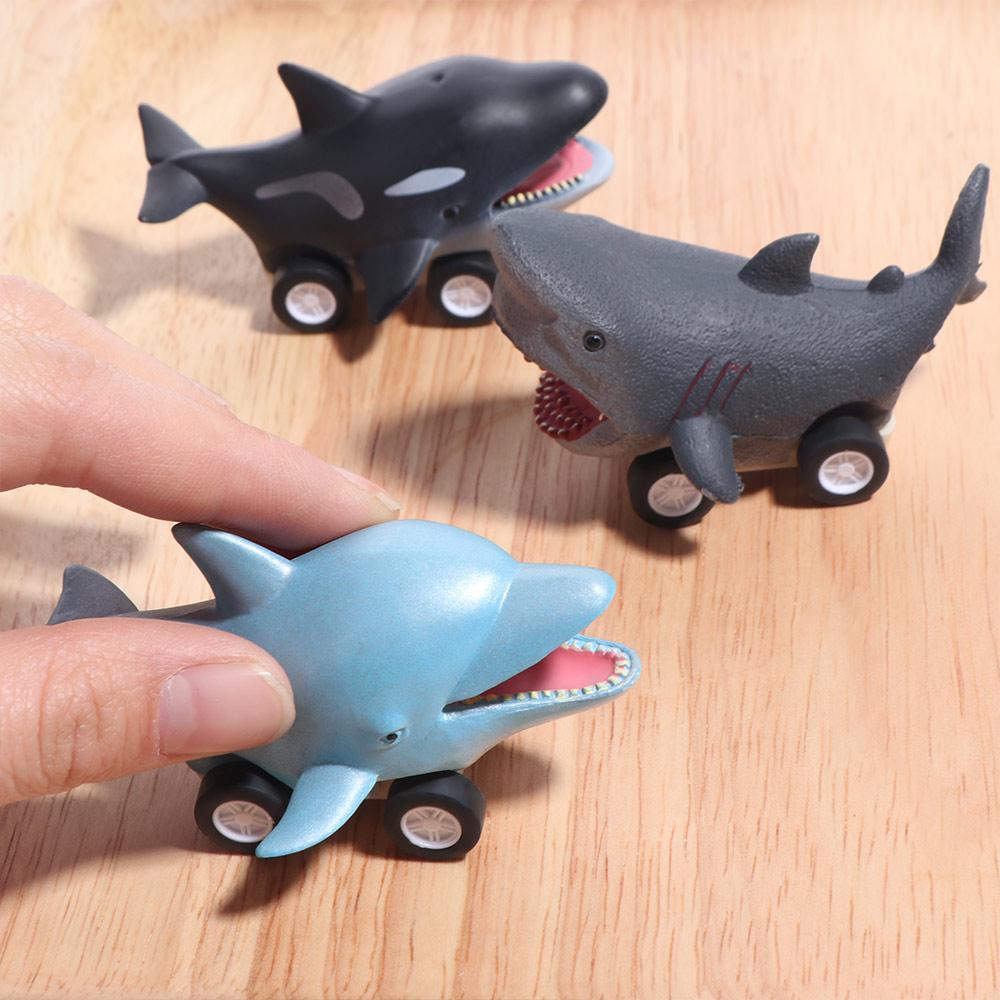 Creative Great White Shark Press and Go Car Toy Cute Mini Dolphin Inertia Car Toy Cool Montessori Killer Whale Pull Back Toy Car Children/Kids/Toddlers