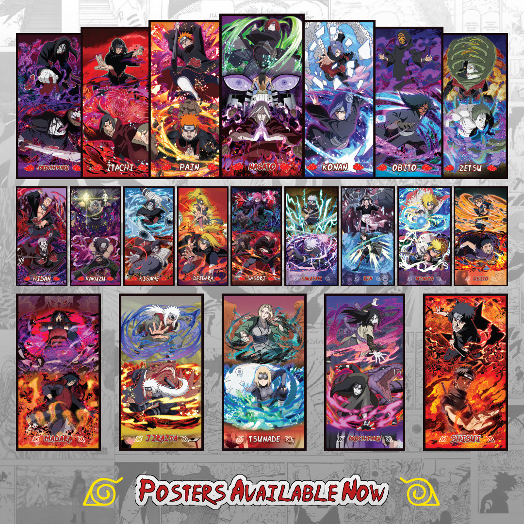 Naruto Shippuden Akatsuki Team 7 Legendary Sanins Uchiha Madara Shisui 21 Poster Set