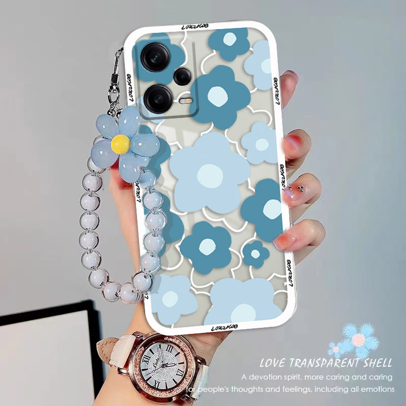Flower Pink Purple Rainbow Girl Bow 3D Case For Realme C30 C30s C33 C55 C53 C51 C35 Love Heart Hang Chain Clear Tpu Phone Cover