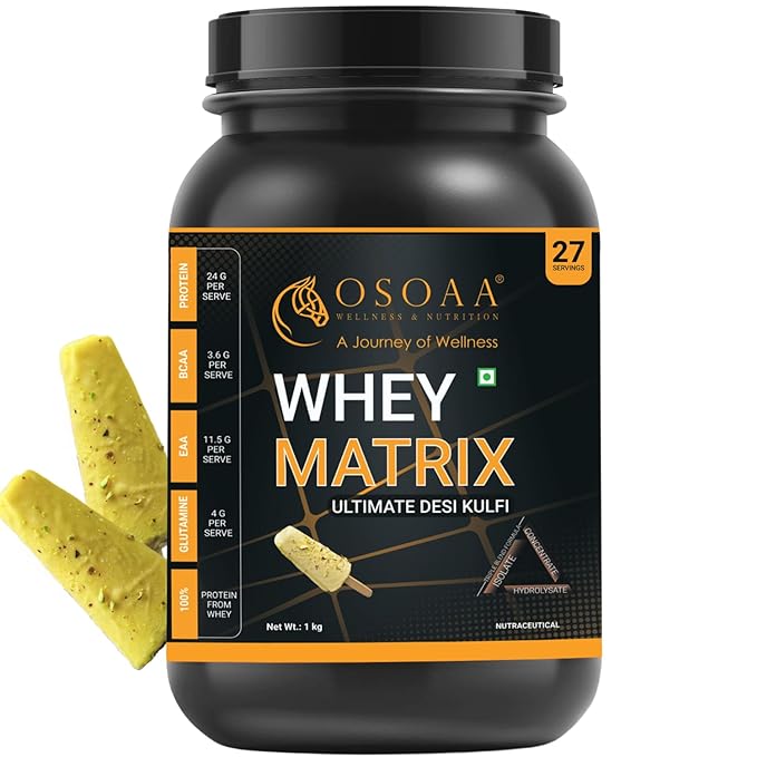 OSOAA European Whey Isolate Matrix TriBlend -1Kg,Desi Kulfi (27 Serving)