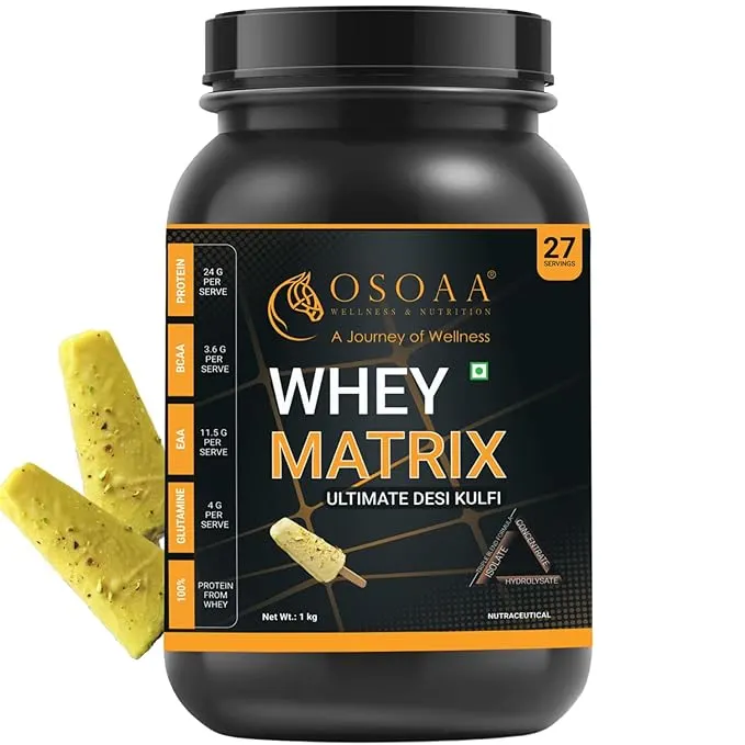 OSOAA European Whey Isolate Matrix TriBlend -1Kg,Desi Kulfi (27 Serving)