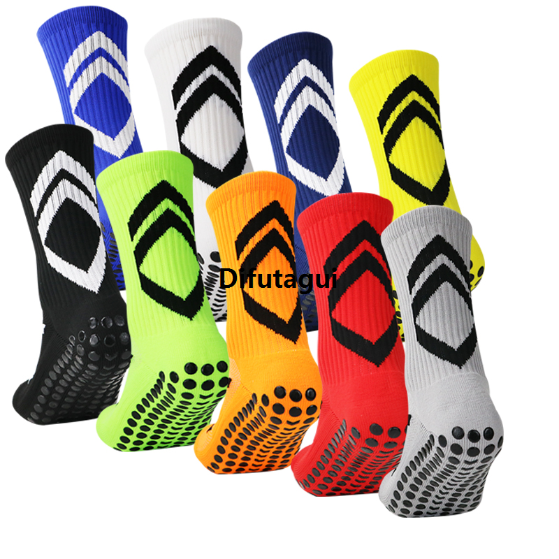 Difutagui Anti Slip Football Soccer Socks for Men Teenage Kid Boys Luxury Sport Grips Crew Socks Black White Blue High Quality
