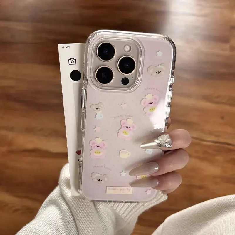 Ins koala suitable for Apple 16 Xiaomi 15 Oppo Vivo Huawei HONOR True Me Plus iQOO phone case double-layer white base IMD simple small fresh cartoon Japanese and Korean cute style