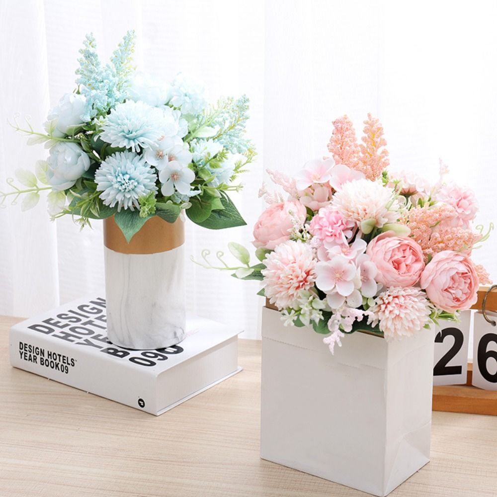 High Quality Multicolor Artificial Peony Flowers DIY Silk Petal Simulation Dandelion Flowers Floral Arrangement Lifelike Hydrangea Gift