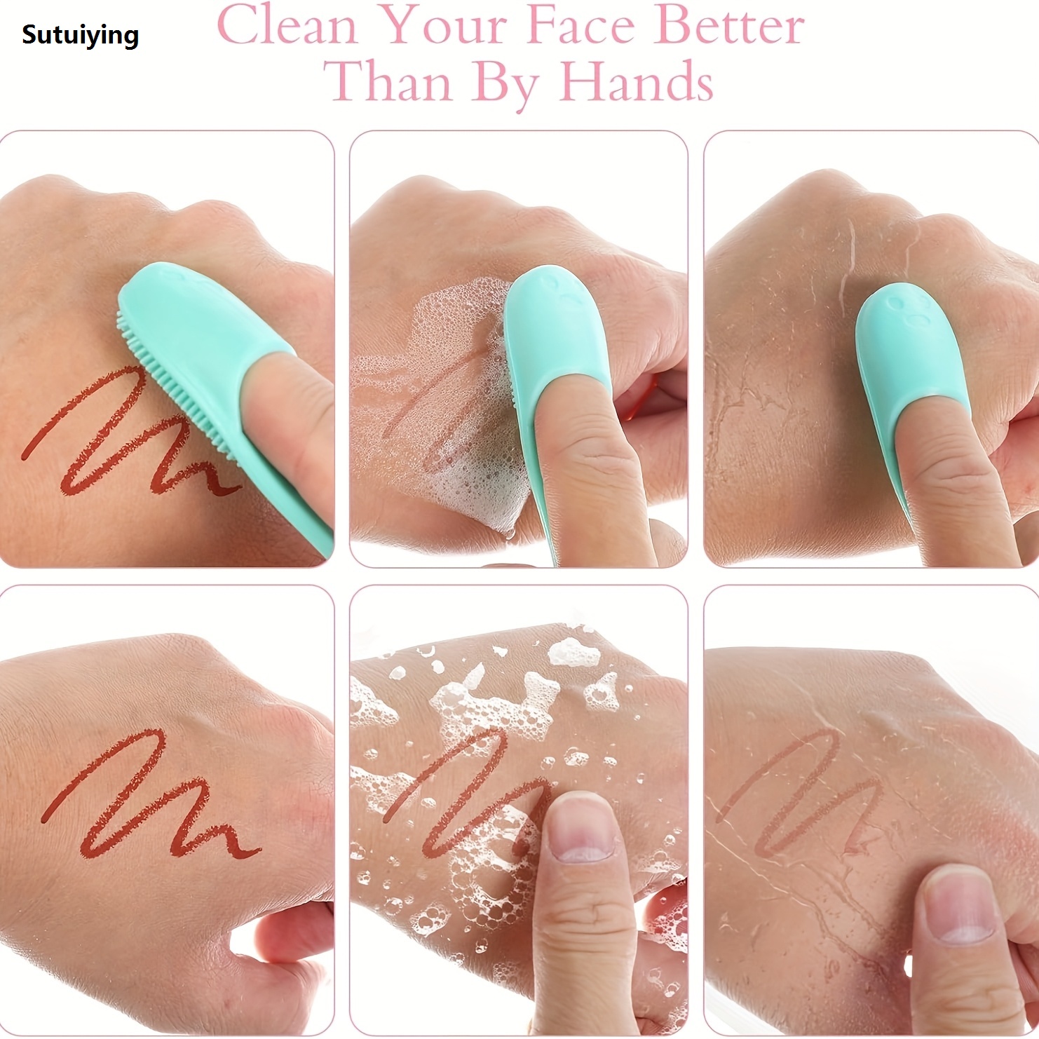 Sutuiying Silicone Nose Brush Facial Pore Cleaner Portable Blackhead Double-sided 2025 Massage Brushes Beauty Cleaning Tool Facial Nasal Scrub