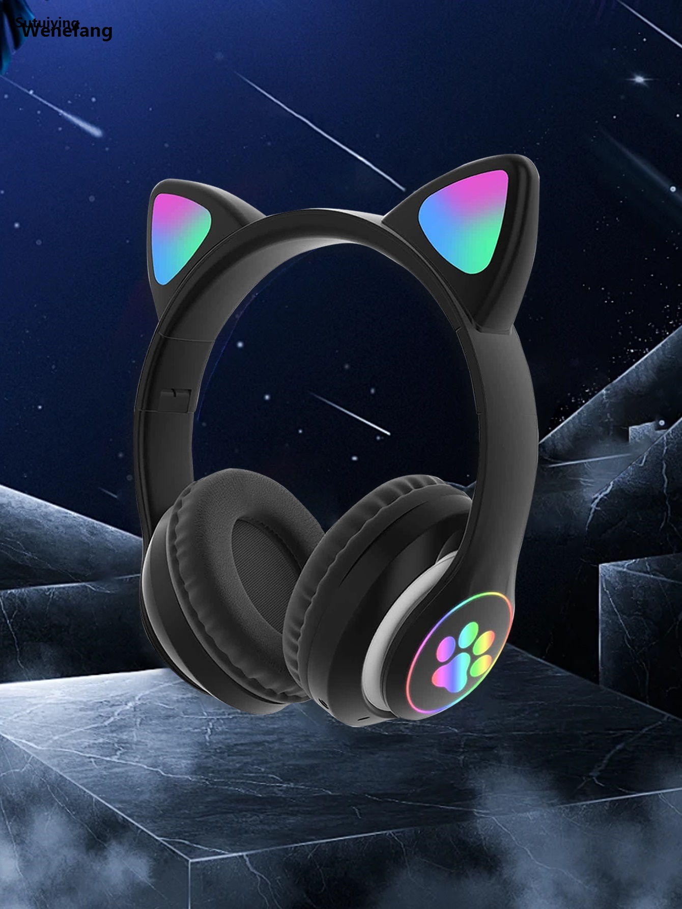 Wenefang Sutuiying Wireless headphones, Jerry 5.0, long life, high sound quality, Fifty percent discount New style cat ears, listening to music/gaming wireless headphones