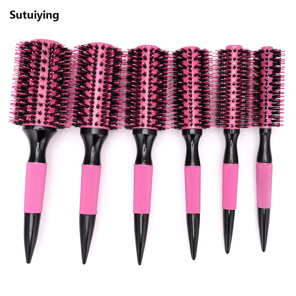 Sutuiying Round Hair Comb Brush With Boar Bristle Mix Nylon Styling Tools Original Professional Ceramics Ion Hair Brush Hairdressing Supply