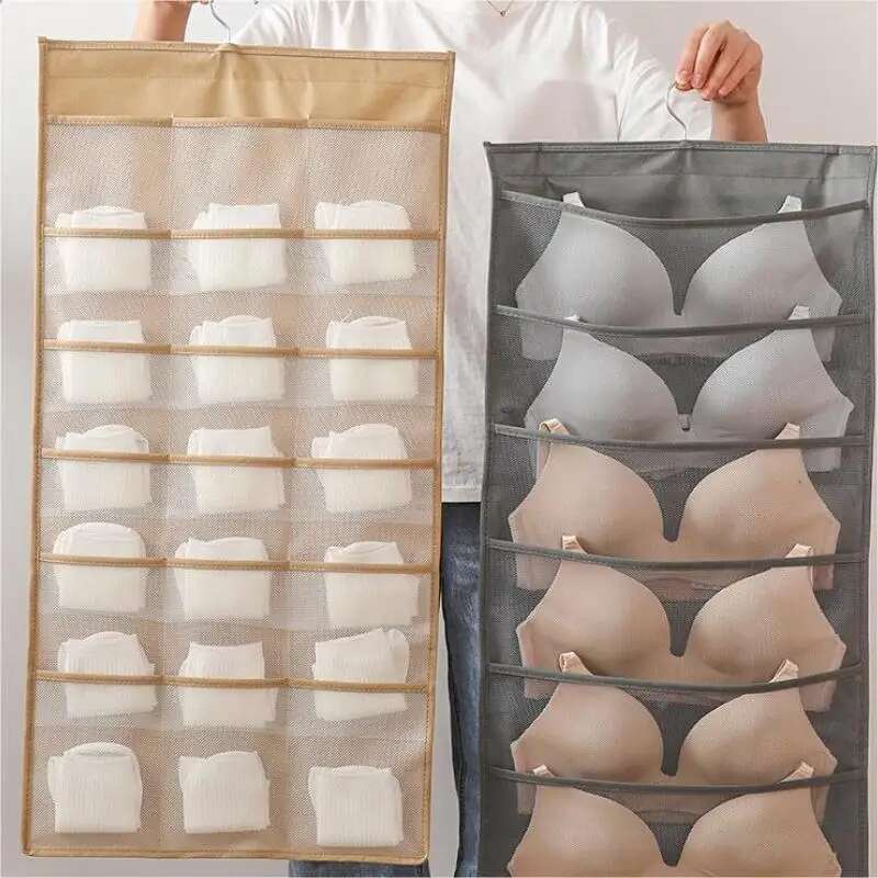 1pc Organizer, Non-Woven Storage Bag, Double Side Cloth Hanging Shelf, Door Rear Socks Bra Underwear Bag