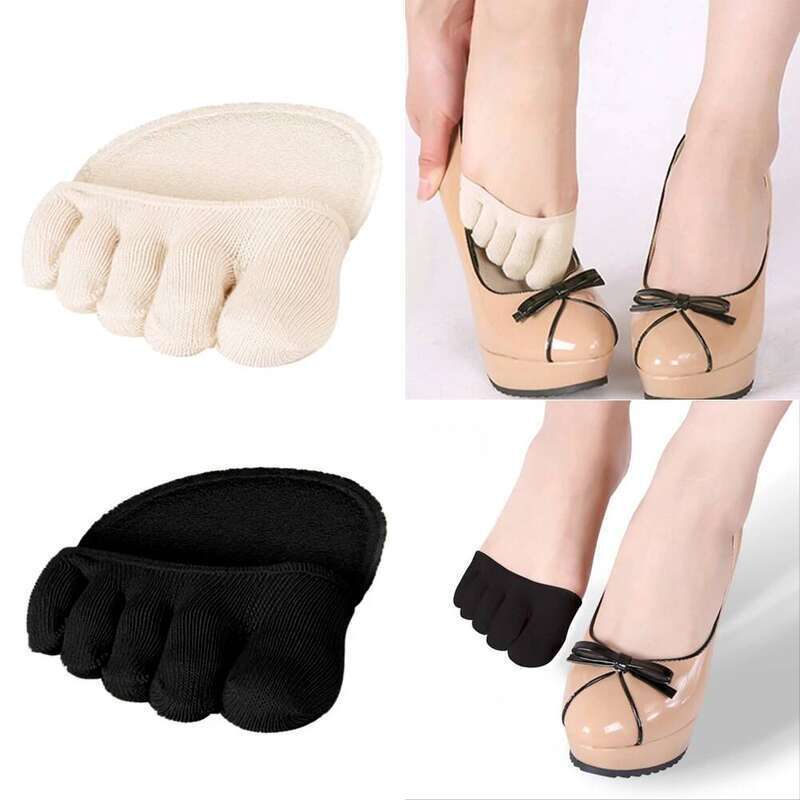 1/2/3 Pair Cotton Five Toes Half Insoles Pads Cushion Forefoot Support Invisable Shallow Anti-slip Socks Foot Pain Relief
