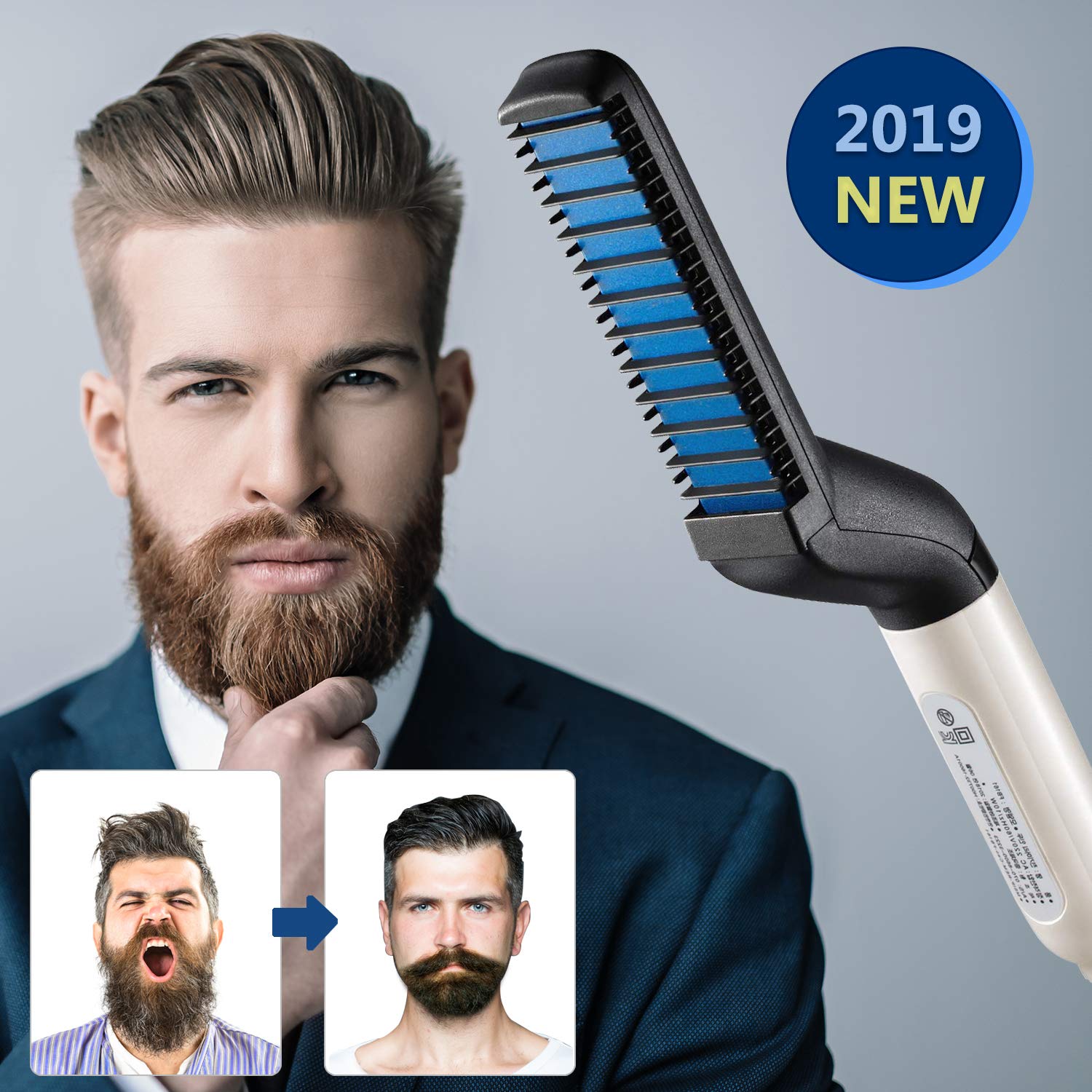 Hair and Beard Straightener - Dual Use Styling Tool for Smooth Hair & Beard | Fast Heat-Up & Adjustable Settings