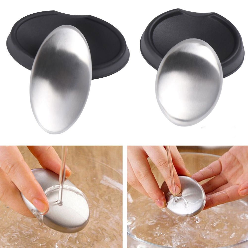 Monologuee 1PC 304 Stainless Steel Deodorant Soap Oval Hand Washer Deodorizing Metal Soaps Bactericidal Cleaning Products Kitchen Tools