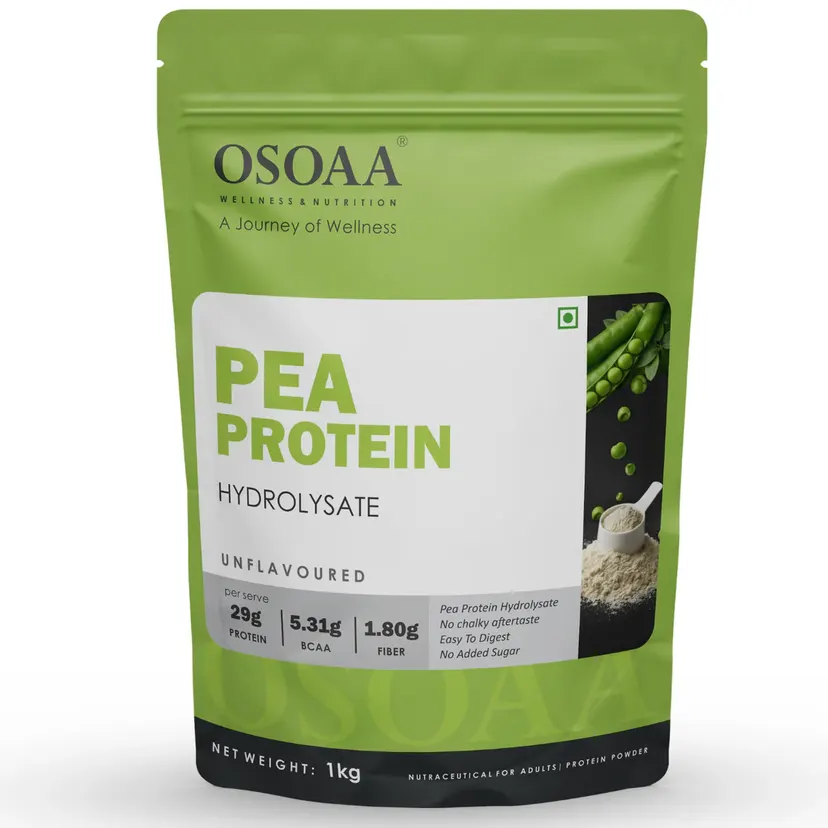 OSOAA Pea Protein Hydrolysate Coffee | 26G Protein, 4.78G BCAA, 4.86G Fiber per Serve | No Chalky Aftertaste, Easy to Digest, No Added Sugar | 1KG (27 Servings)