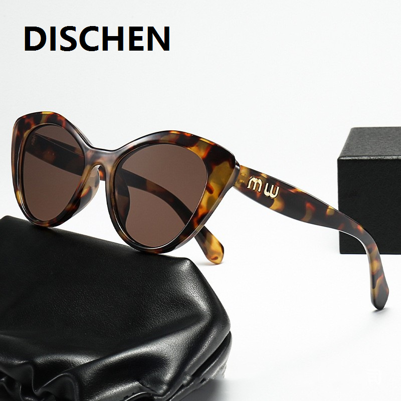DISCHEN New 2025 Women MIU Style New High Quality Oval Metal Frame Sunglasses Luxury Brand Design Outdoor Leisure Fashion Sunglasses