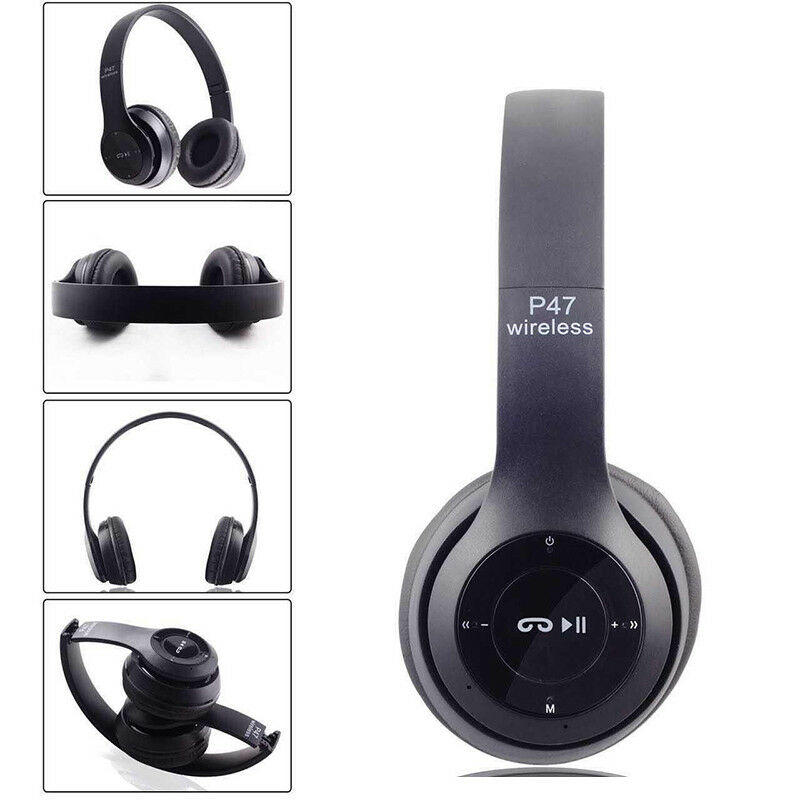 Bluetooth Over Ear Foldable P47 Headset With Stereo Earphones