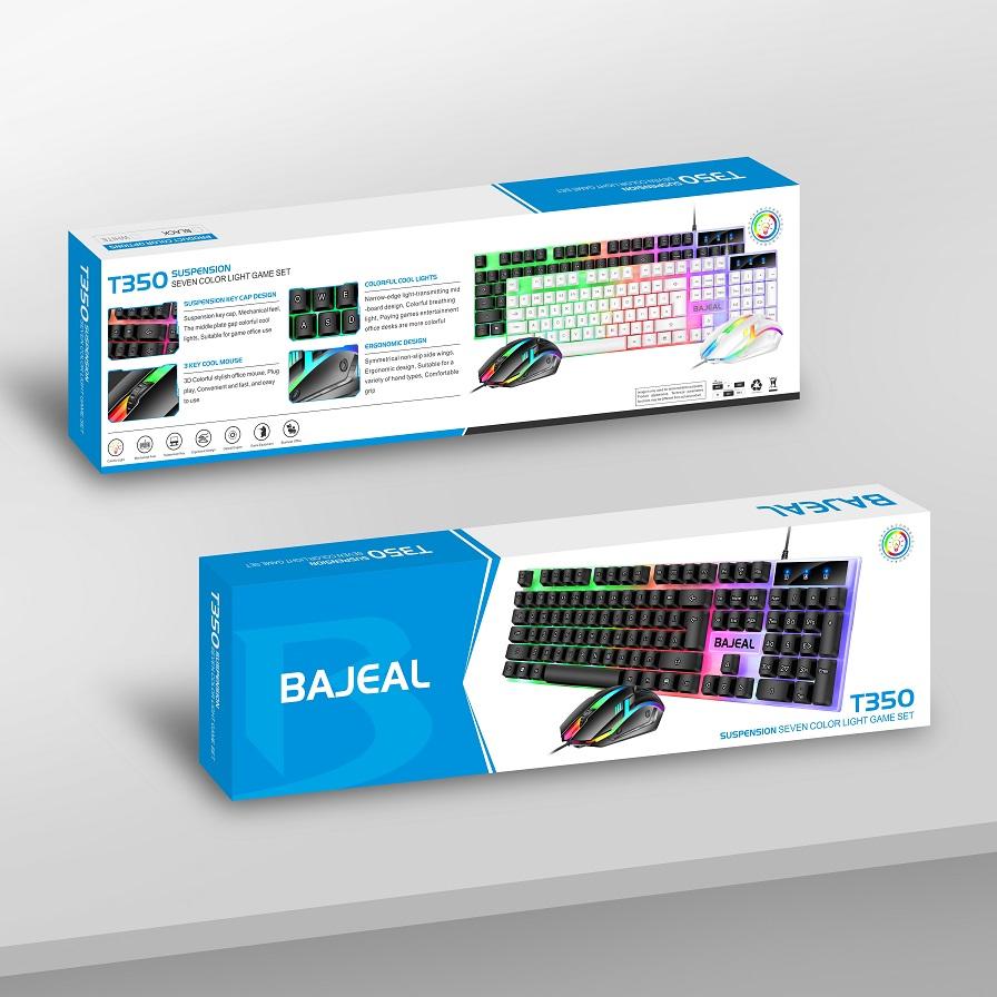 Bajeal T350 RGB LED Backlit Gaming Keyboard & Mouse Combo | 104 Keys USB Wired Mechanical Feel Keyboard Set