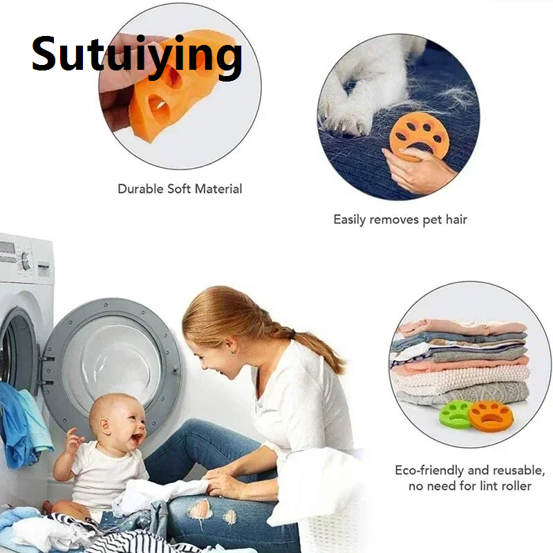Sutuiying transparent bag Pet Hair Remover Silicone Cat Dog Fur Reusable Cleaning Laundry Catcher Washing Machine Accessory Remover Clothes Dryer Laundry