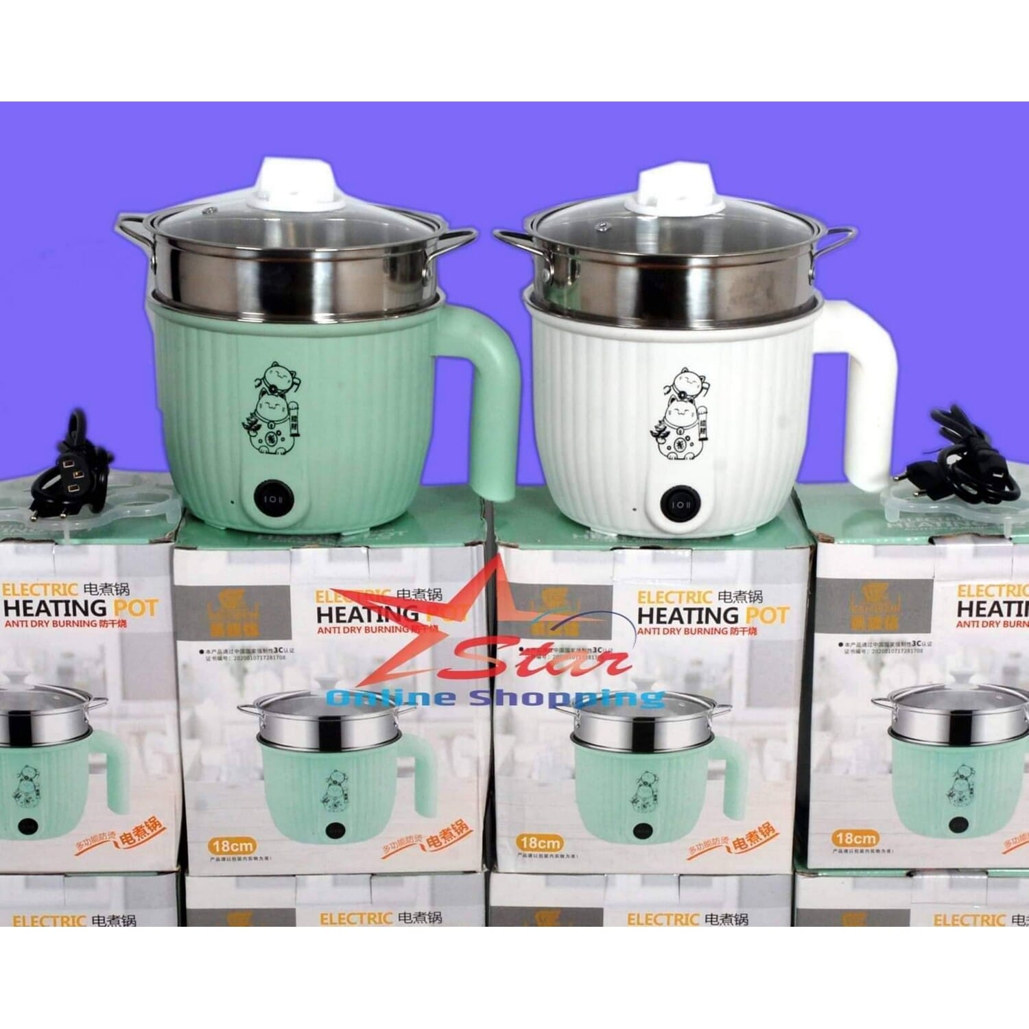 MTS Pot 2L Multifunction Pot Stainless Steel Electric Cooker Steamer Boiler Pot Steamer Multicooker, Fry & Steam 2in1 Pot