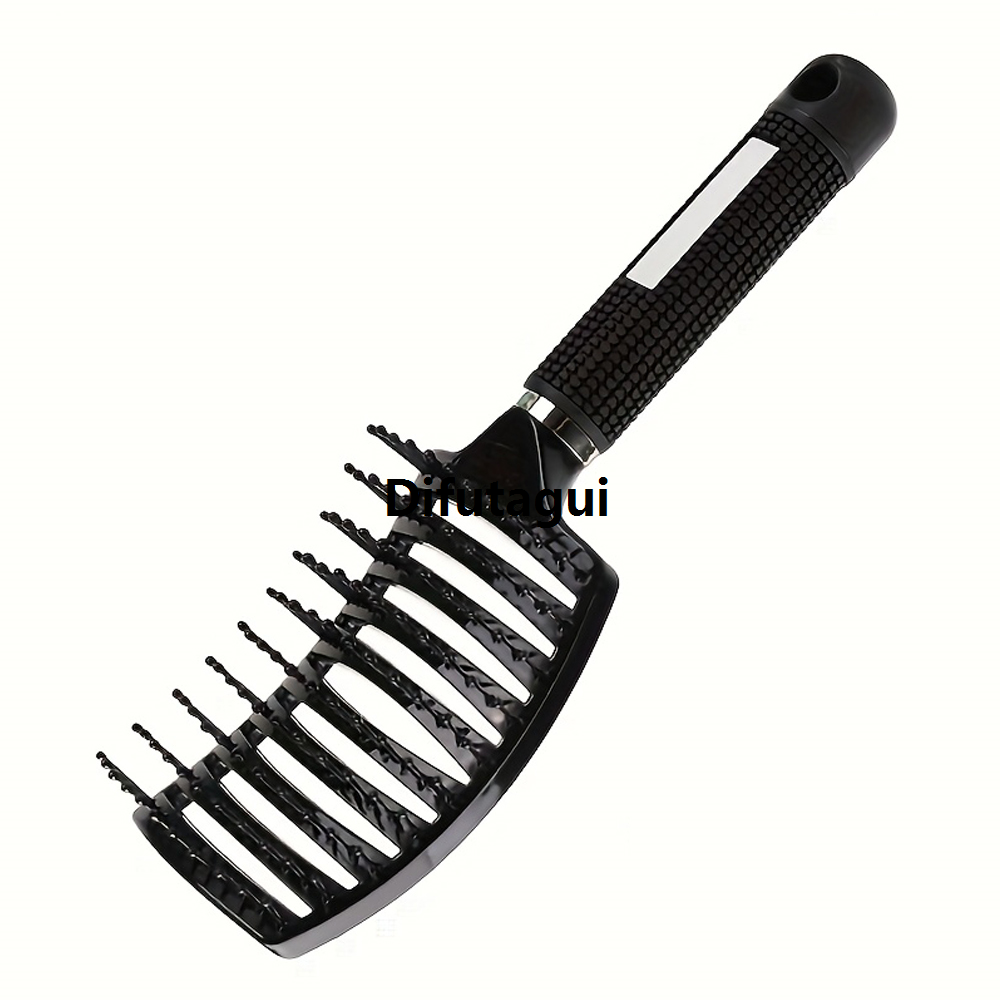 Difutagui Suitable for none, non-slip, ribbed plastic rib / 1 piece black comb－large Hot Selling meniscus comb ABS plastic, rubber handle fragrance for all ages