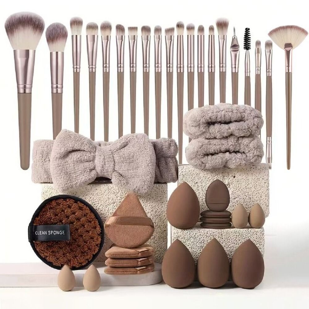 Soft 20/40pcs Makeup Tools Kit Headband Wristband Professional Cleaning Tool Comfortable Makeup Brush Set