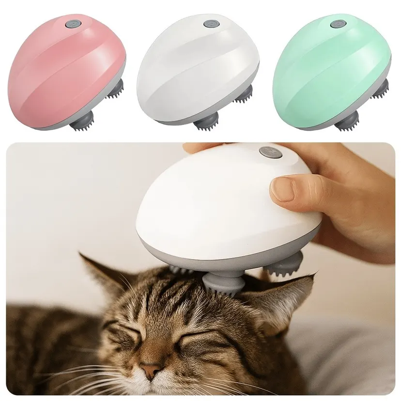 Kneading Therapy Multi-Function Electric Pet Massager Portable USB Rechargeable Vibrating Scalp Massager Three-speed Adjustment Waterproof Kneading Massager Body Relaxation
