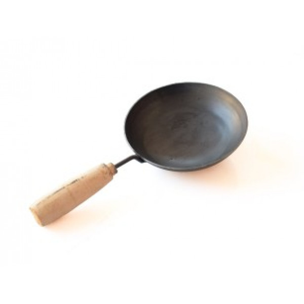 Iron Tadka Pan/Fry Pan with Wooden Handle for Kitchen | Original Loha/Lokhand | Omlet Egg Frying Pan